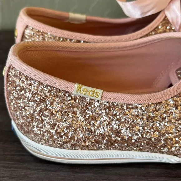 Keds‎ X Kate Spade Collab Rose Gold Glitter Sequin Sneakers Size 10 - Picture 5 of 12